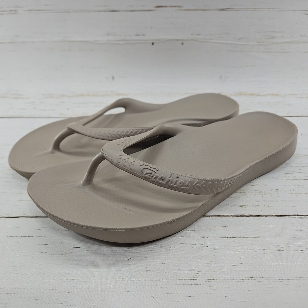 Archies Arch Support Flip Flops Womens 12 Mens 11 Taupe Tan Orthotic Sandal